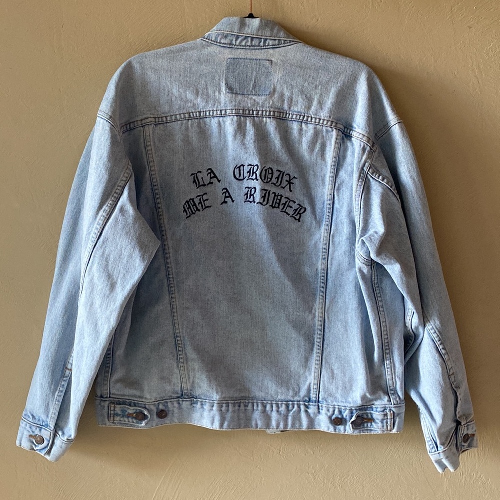 Vintage Levi’s Denim Jacket M Custom Stitching La Croix Me A River Gypsy